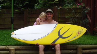 There's something about getting a new board!
My newest addition to the family. My 5'10" swallow tail for small waves. I love that feeling of getting a new stick.
Thanks Bruce.
